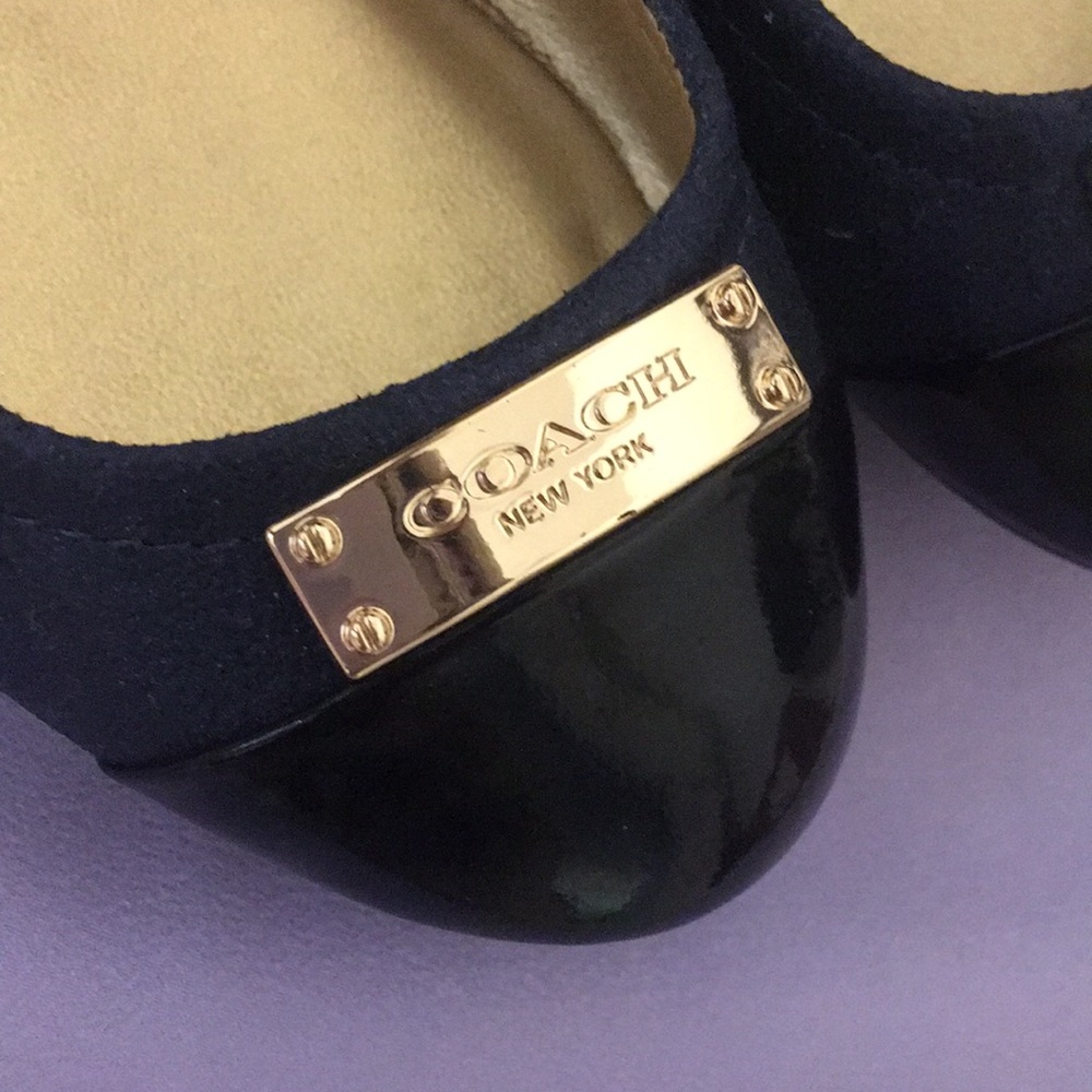 COACH Navy/Black Cap Toe Flats